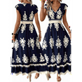 thumbnail image 3 of Summer Dresses for Women 2025 Casual Ruffle Sleeves Dress Sundresses Boho Beach Dresses Navy Blue L, 3 of 6