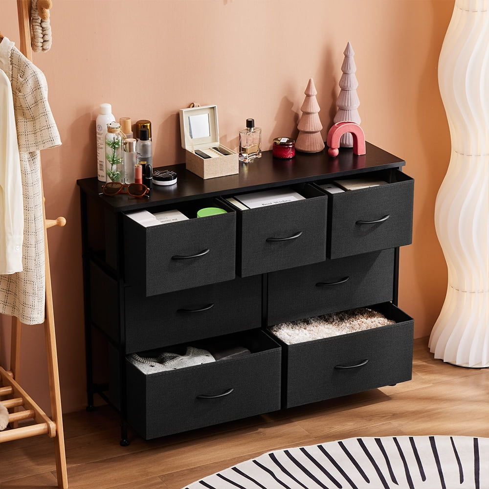 CONCETTA Chest of Drawers with 7 Fabric Drawers, Drawer Cabinet, Fabric Dressers for Bedroom, Rustic Brown