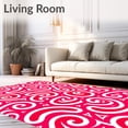 thumbnail image 2 of ODIKA 5'x7' Machine Washable Non-Slip Area Rug, Peppermint Swirl Festive Spiral Accent Interlocking Holiday High Traffic Rug with Pad, Pink, 733312, 2 of 8