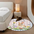 thumbnail image 2 of Round Rug 4Ft Washable Non-Slip, Happy Easter Bunny Circle Area Rugs for Living Room Bedroom, Spring Floral Pink Blue Plaid Indoor Floor Mats Carpet Runner for Home Decor Aesthetic, 2 of 8