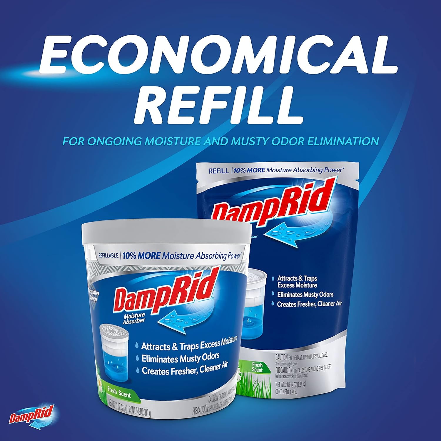 Refill Bag, 44 oz, 4-Pack - Fresh Scent Moisture Absorbers for Rooms with Excess Humidity, Long-Lasting, Eliminates Musty Odors and Creates Fresher Air
