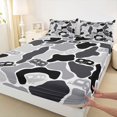thumbnail image 4 of Castle Fairy Monochrome Camper Pattern Full Size Sheets 4-Piece for Teens, Camouflage Print Bed Sheets for Bedroom, Black Gray, 4 of 6