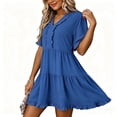thumbnail image 2 of ClodeEU Women's V Neck Short Sleeve Tiered Swing Dress, Casual Loose Fit Summer Dress Blue,Women's Plus XXL, 2 of 6