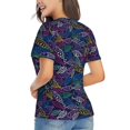thumbnail image 3 of Xecao Cute Line Fish for Women's V-Neck T-Shirts-Elegant Half-Sleeve Tops Perfect for Summer-Small, 3 of 5