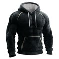 thumbnail image 4 of Men's Muscle Graphic Print Hoodie, Casual Long Sleeve Pullover Sweatshirt, Humorous Design Streetwear for Christmas, Gym, Party, and Casual Fun Outings,Black,L, 4 of 6