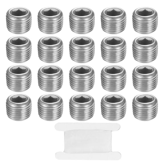 20 Pcs 304 Stainless Steel Pipe Plug 1/8" NPT Male Internal Hex Thread Socket Pipe Plug