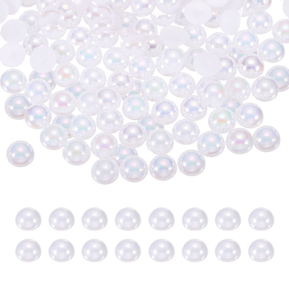 1000Pcs Half Pearl, 4mm Plastic Half Flatback Imitation Pearls Cabochon for DIY Crafts Clothing (White AB)