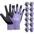 thumbnail image 1 of wonima02 12 Pairs Nylon Nitrile Coated Gardening Gloves for Women, Touchscreen Yard Garden Gloves, Breathable Safety Work Gloves with Grip, Purple, Small, 1 of 1