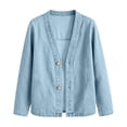 thumbnail image 5 of CAIXIA Denim Cardigan for Women Lightweight Jean Jacket V Neck Classic Button Front Breathable Stretch Relaxed Fit Casual, 5 of 5