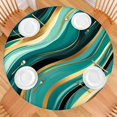 thumbnail image 2 of Blue and Gold Marble Glitter Streaks Pattern Round Fitted Tablecloth with Elastic Edge,Dining Table Cover Waterproof,Outdoor Round Tablecloth for Camping,Dining,Indoor and Outdoor, 2 of 7