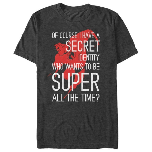 Men's The Incredibles Secret Identity  Graphic Tee Charcoal Heather 3X Large