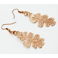 thumbnail image 2 of Real Leaf Hook Drop EARRINGS Lacey OAK in Rose Gold Genuine Leaf, 2 of 3