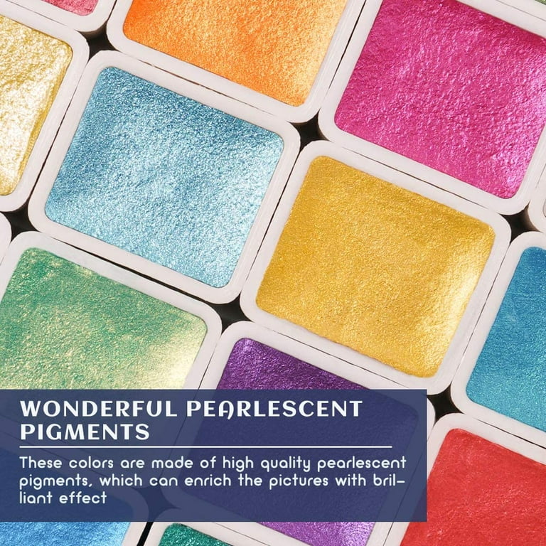 Pearlescent Watercolor Paint, Vibrant Colors Glitter Watercolor Paint for  Artistic