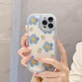 thumbnail image 4 of Case Compatible for iPhone 14 Plus, Cute Flower Soft TPU Protective Bumper Cover Women Girls, Blue Floral Pattern Phone Case for iPhone 14 Plus (6.7 inch), 4 of 13