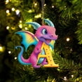 thumbnail image 5 of HomeDM 3.15" Cartoon Dinosaur Ornaments, 2D Flat Acrylic Hanging Pendant Xmas Tree Wreaths Home Decor, 26 Letter Christmas Ornaments Key Chain, Gift Wrapping, Letter A, 5 of 5