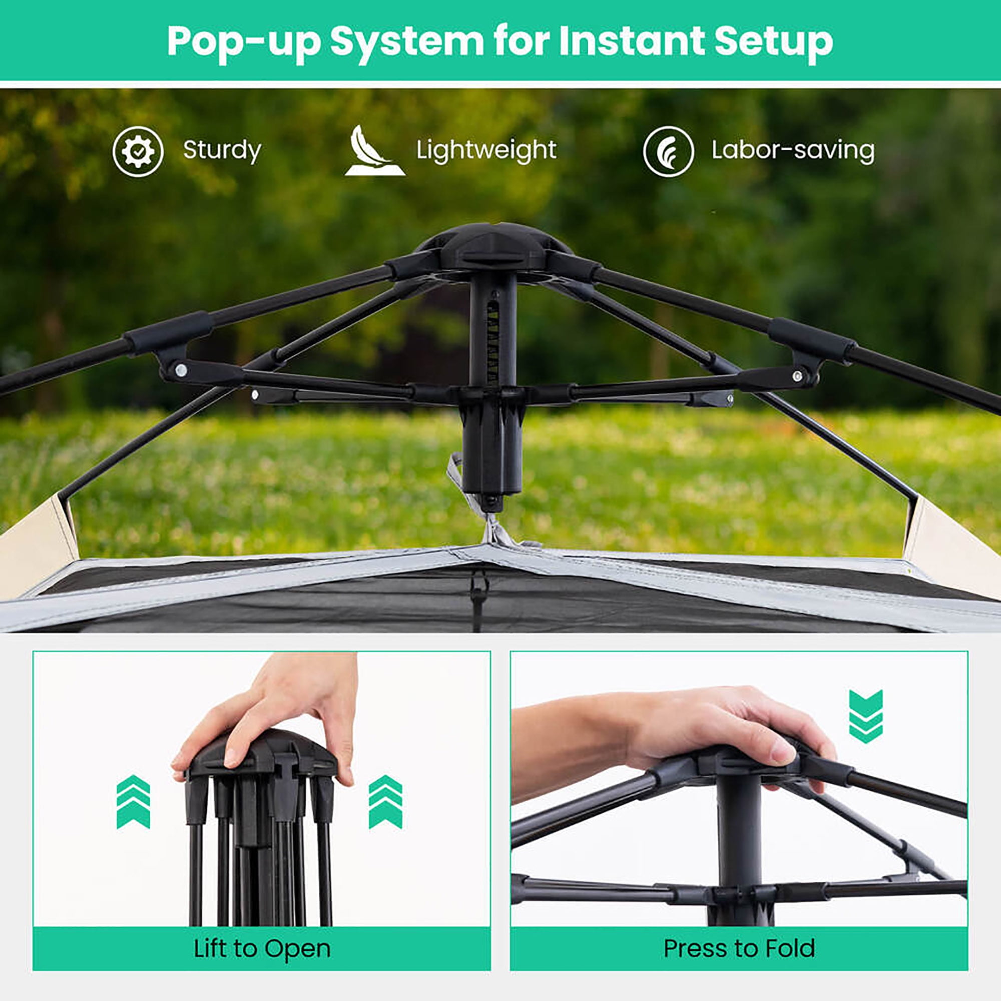 Gymax Instant Pop-up Tent 2-4 Person Camping Tent w/ Removable Rainfly & Carrying Bag