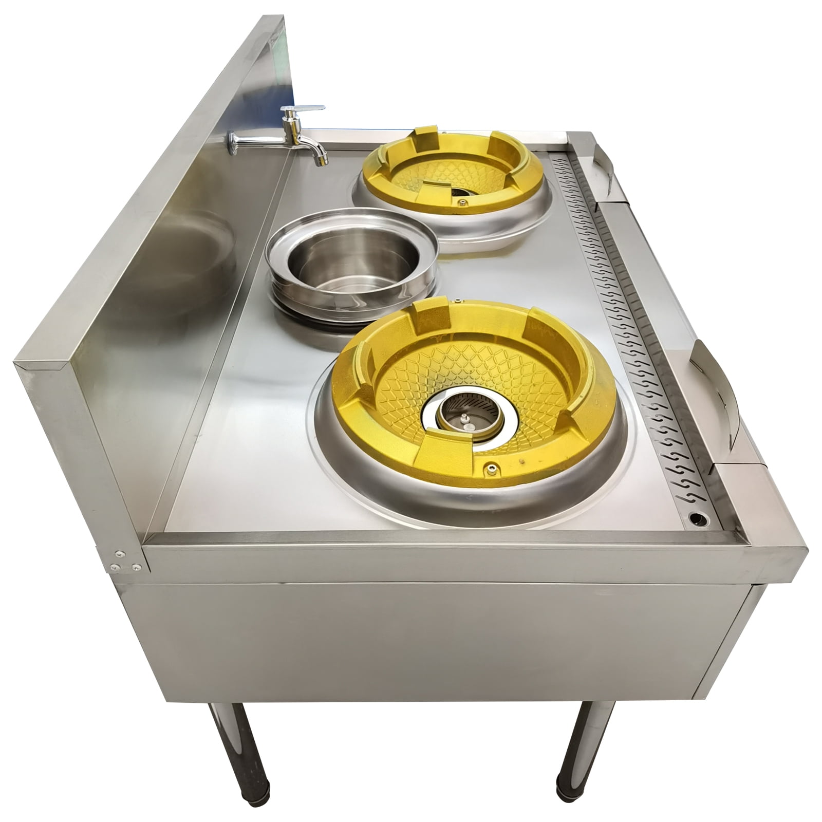 LPG and Natural Gas Chamber Double Burner High Fire Stove Commercial Gas Wok Gas Stove with Baffle AC110V