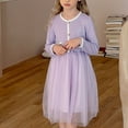 thumbnail image 3 of Ugoldhm Girls Fall Long Sleeve Crew Neck Dressy Dress Kids Formal Clothing Sizes 3-14, 3 of 6
