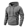 thumbnail image 2 of LNZGNM Mens Hooded Sweatshirts Athletic Work Drop Shoudler Drawstring Hoodies Pullover Sweatshirts Long Sleeve Shirts,Gray(S), 2 of 6