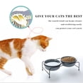 thumbnail image 3 of Cat Food Bowls, Porcelain Raised Cat or Small Dog Bowls with Heighten Metal Stand and Non-Slip Bottom 15 Ounces (Grey), 3 of 6