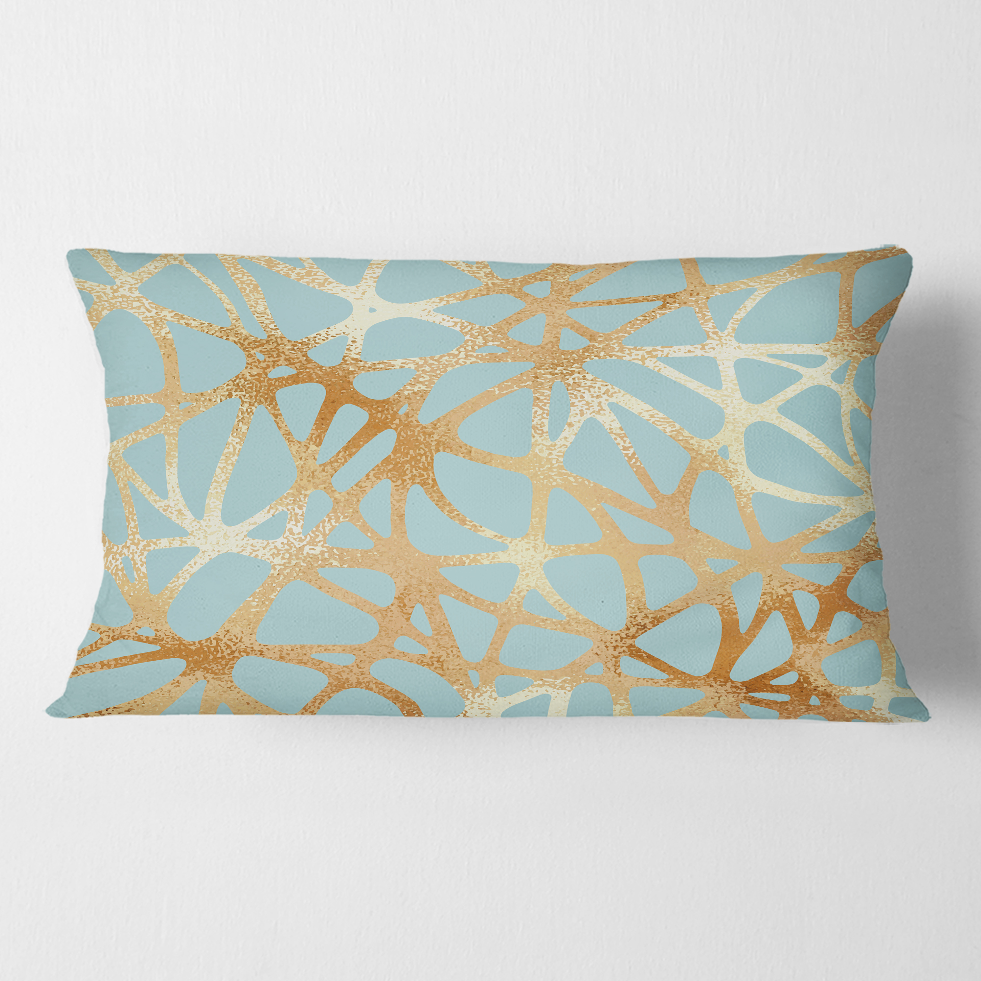 Designart Golden Luxury Metallic Geometrics IV' Mid-Century Modern Throw Pillow - 12x20