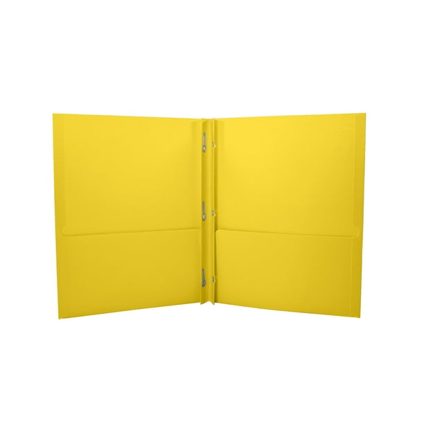 School Smart 2 Pocket Folder with Fasteners, Yellow, Pack of 25