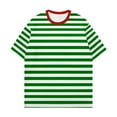 thumbnail image 3 of MIXUE Womens Summer Tops Striped Print Round Neck Short Sleeve Loose Casual Shirts For Women Tshirts Holiday Wear,Green,L, 3 of 3