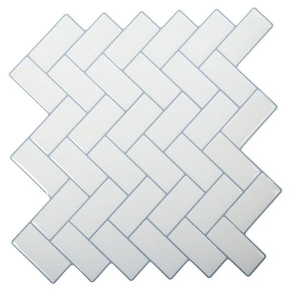 Truu Design Self-Adhesive Peel and Stick Herringbone Backsplash Wall Tiles