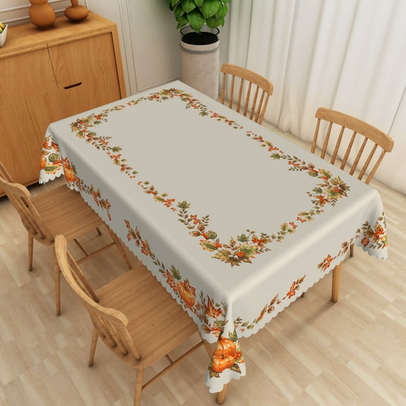 SUNOLIFE Fall Pumpkins Tablecloth Rectangular Thanksgiving Autumn Table Cloth Cover 54x72 Inch