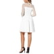 thumbnail image 3 of INSPIRE CHIC Vestido de fiesta skater con mangas transparentes de malla en forma de corazón para mujer L Blanco, 3 of 6
