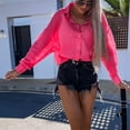 thumbnail image 6 of SHOPESSA Womens Tops Plus Size Long Sleeve Workout Shirts Casual Solid Turn-down Collar Cardigan Buttons Blouse Tops on Clearance, 6 of 8