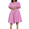 thumbnail image 1 of Mode d'Été Robe Élégante Col Rond Manches Bouffantes Robe Femmes, 1 of 4