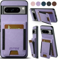 Wallet Case for Google Pixel 9 Pro XL, Magnetic Back Flip Cover Compatible with MagSafe, Premium PU Leather Slim Shockproof Protective Phone Case with Card Holder Kickstand, Purple