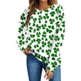 thumbnail image 4 of Craaazy Womens Loose St. Patricks Day Green Theme Leisure Irish Shamrock Crewneck Raglan Long Sleeve Pullover Tops Gifts, 4 of 6