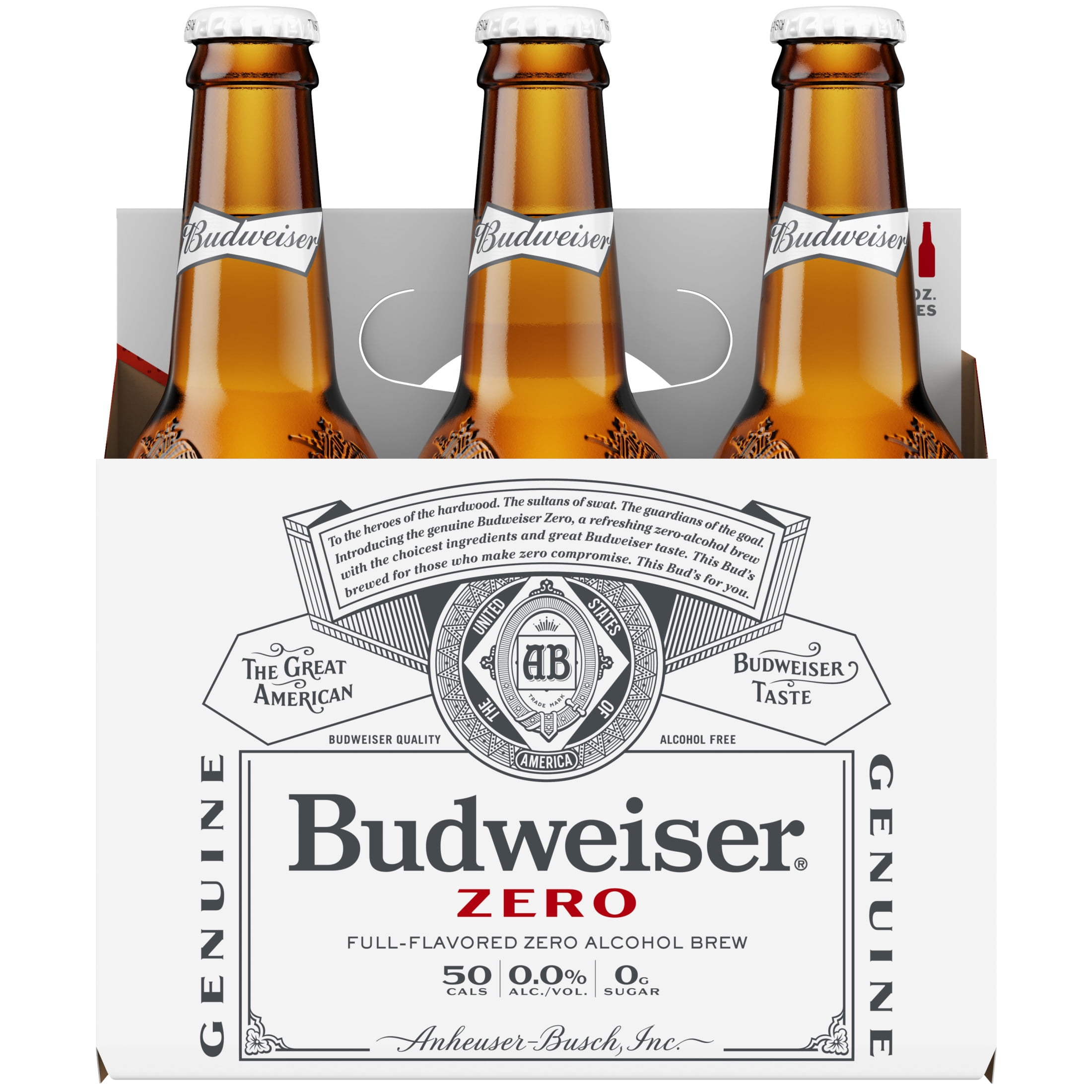 Budweiser Non-Alcoholic American Lager Beer 6 pack 12 fl oz Glass Bottles 0.0% ABV