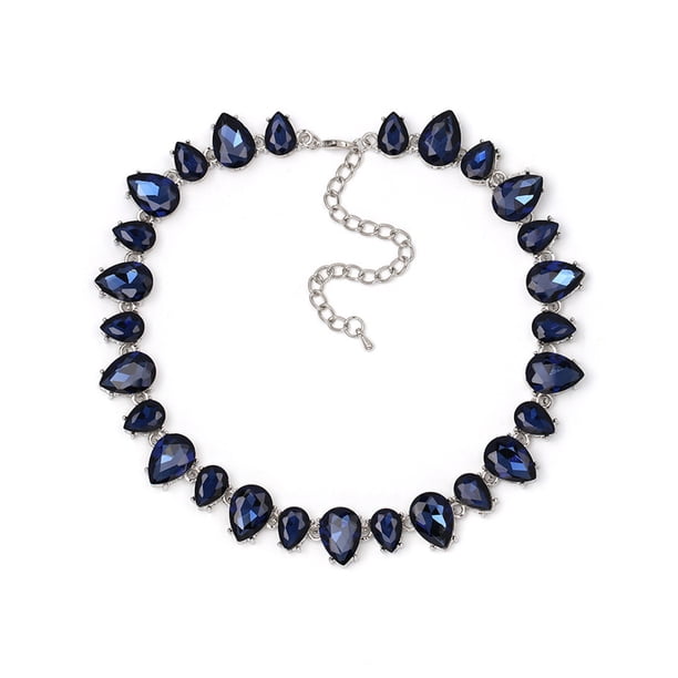 Collar de diamantes de imitación Sonducket para mujer colgante ajustable decoración de Ropa Azul AP014818-03