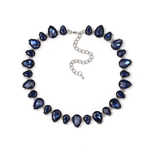 Collar de Diamantes de Imitación Minnieouse Ajustable Ceremonia Banquete Azul