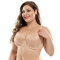 thumbnail image 3 of Plus Size Minimizer Underwire Unlined Bras with Lace-3Pack, 3 of 10