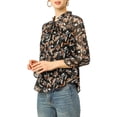 thumbnail image 5 of Allegra K Women's Long Sleeves Tie Neck Ruffle Collar Floral Print LeisureTop, 5 of 7