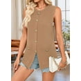 thumbnail image 5 of Women'S 2025 Summer Sweater Vest Sleeveless Knit Cardigan Button Down Tank Tops Khaki XL, 5 of 7