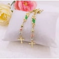 thumbnail image 5 of Aretes largos San Judas Tadeo, oro laminado 18k, con cruz, 5 of 5