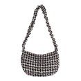 thumbnail image 2 of Bolso De Hombro Bolso de viaje a cuadros, informal, con forma de media luna, para niña, pequeñas, exquisitas para ir de compras, 2 of 8