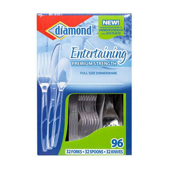 Diamond Diamnd 96ct Entertaining Plastic Cutlery (Pack of 3)