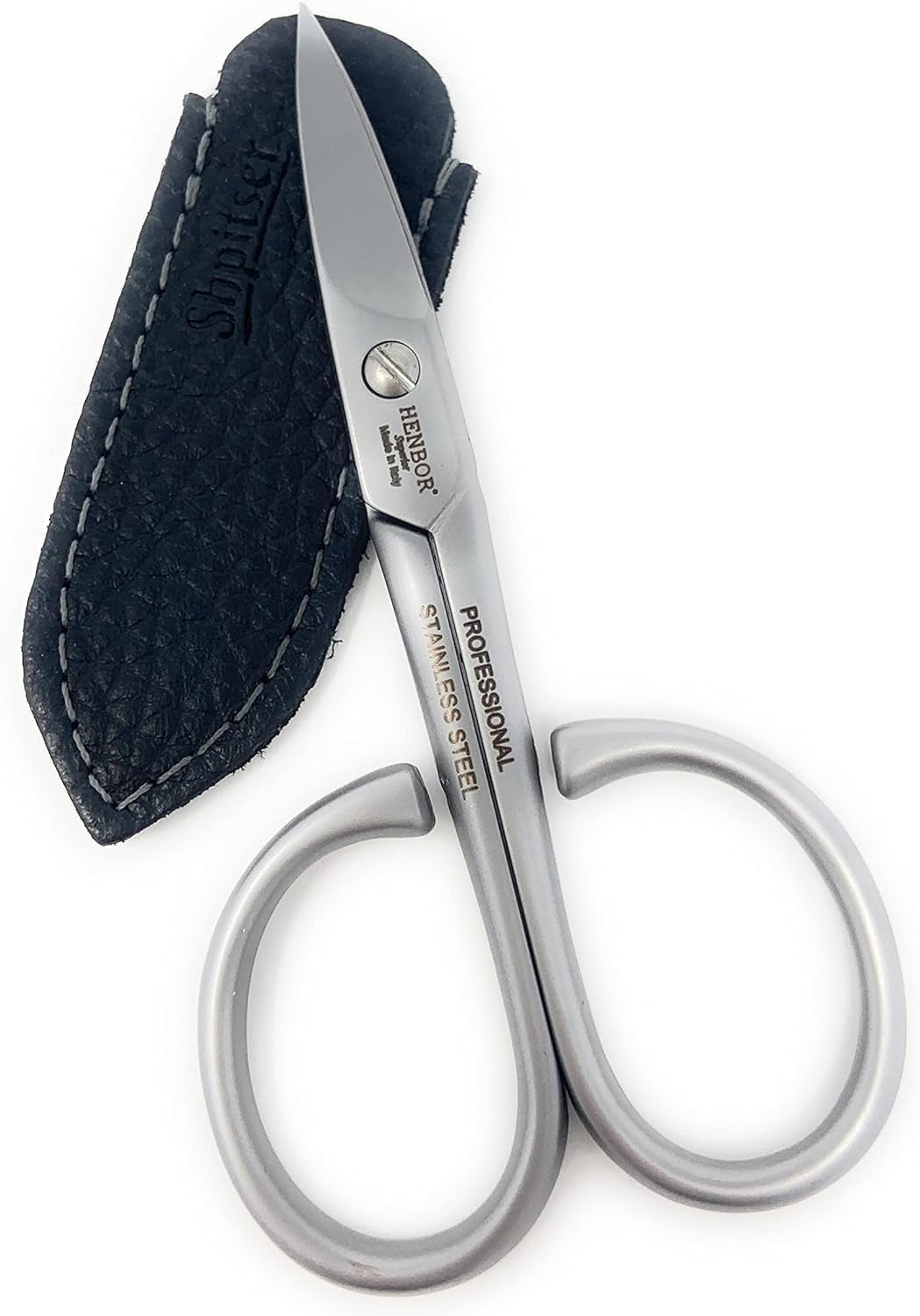 Professional Nail Scissors Luxury Stainless Steel Manicure Tools in SHPITSER Genuine Leather Case Made in Italy (Safety Baby Scissors)