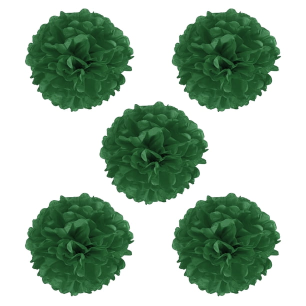 Uxcell 8" Pompones de Papel de 20 cm para Decoración de Bodas y Fiestas, Paquete de 5 en Verde Oscuro