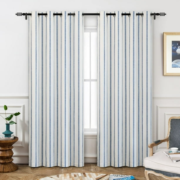 Cortinas opacas DriftAway Farmhouse, mezcla de lino, 214 cm, azul marino