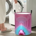 thumbnail image 6 of KLL Pink Shark Pool Fantasy Waterproof Foldable Laundry Hamper Bucket with Handles for Storage Bin,Kids Room,Home Organizer (Small ), 6 of 7