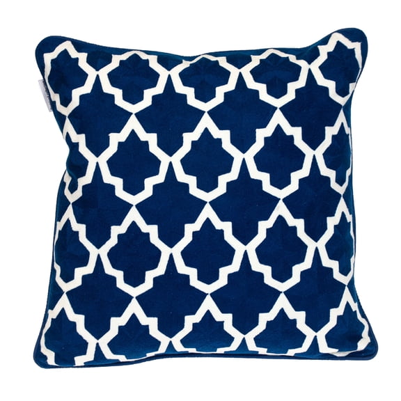 Nassau Collection Square Geometric Cotton Throw Pillow - 20" - Blue and White