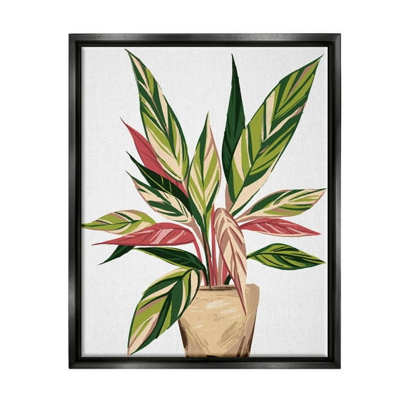 Modern Potted Plant Leaves Botanical & Floral Graphic Art Jet Black Framed Art Print Wall Art