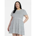 thumbnail image 6 of Time and Tru Women's and Women’s Plus Cotton Swing Dress with Short Sleeves, Sizes XS-4X, 6 of 6